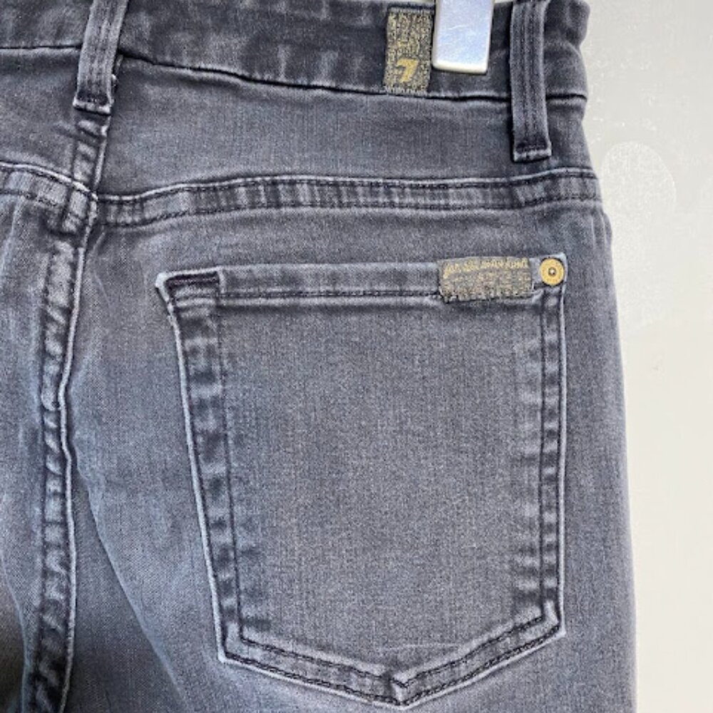 7 For All Mankind The High Waist Washed Black Women's Ankle Skinny Jeans Size 27 - Picture 9 of 12